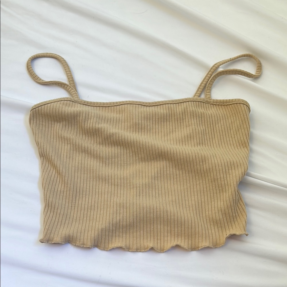 Ardene Beige Ribbed Tank Top